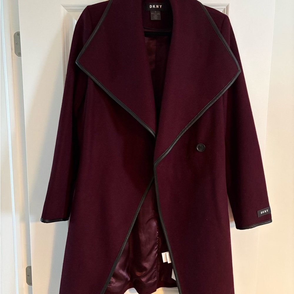 DKNY Women's Deep Burgundy Trench Coat
